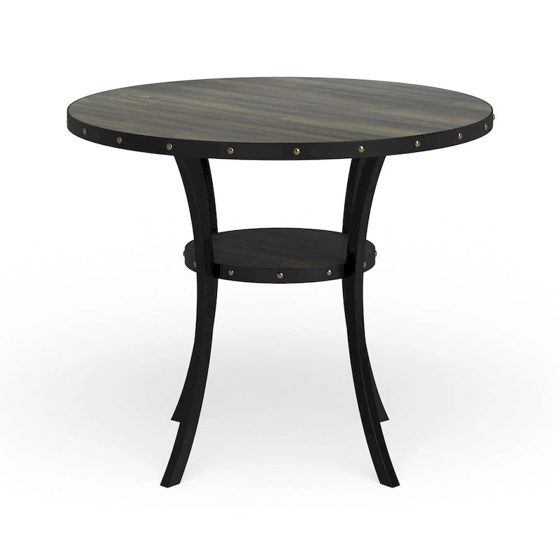 Table de salle à manger ronde brune de hauteur comptoir, 4 à 6 places