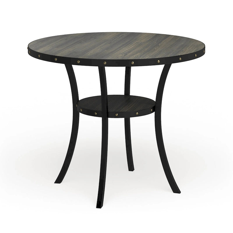 Table de salle à manger ronde brune de hauteur comptoir, 4 à 6 places