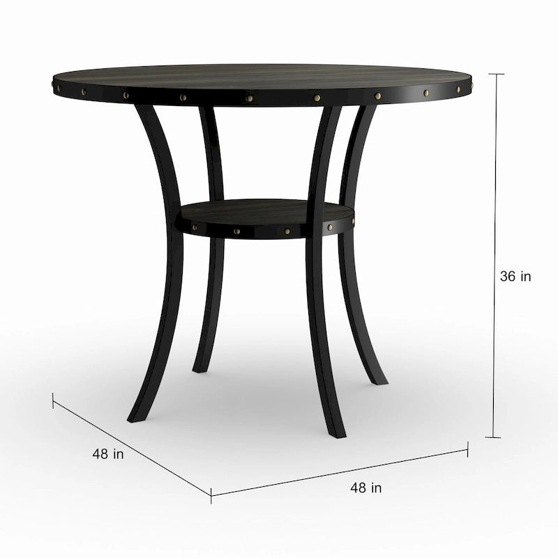 Table de salle à manger ronde brune de hauteur comptoir, 4 à 6 places