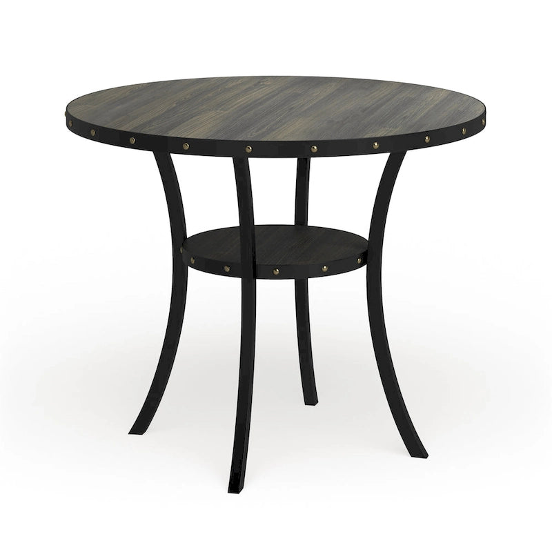 Table de salle à manger ronde brune de hauteur comptoir, 4 à 6 places