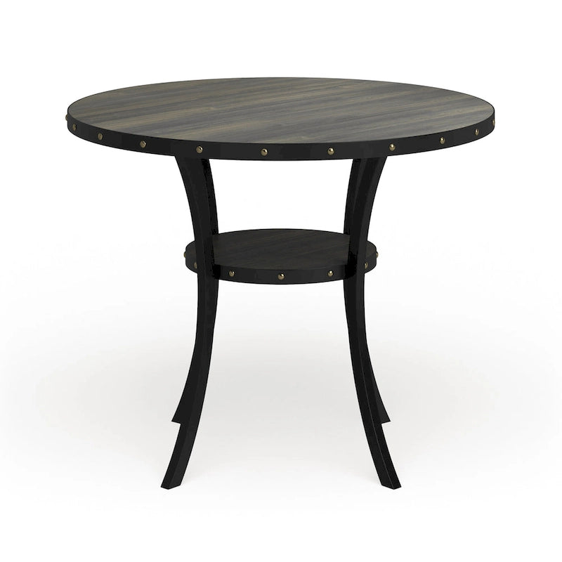 Table de salle à manger ronde brune de hauteur comptoir, 4 à 6 places