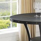 Table de salle à manger ronde brune de hauteur comptoir, 4 à 6 places