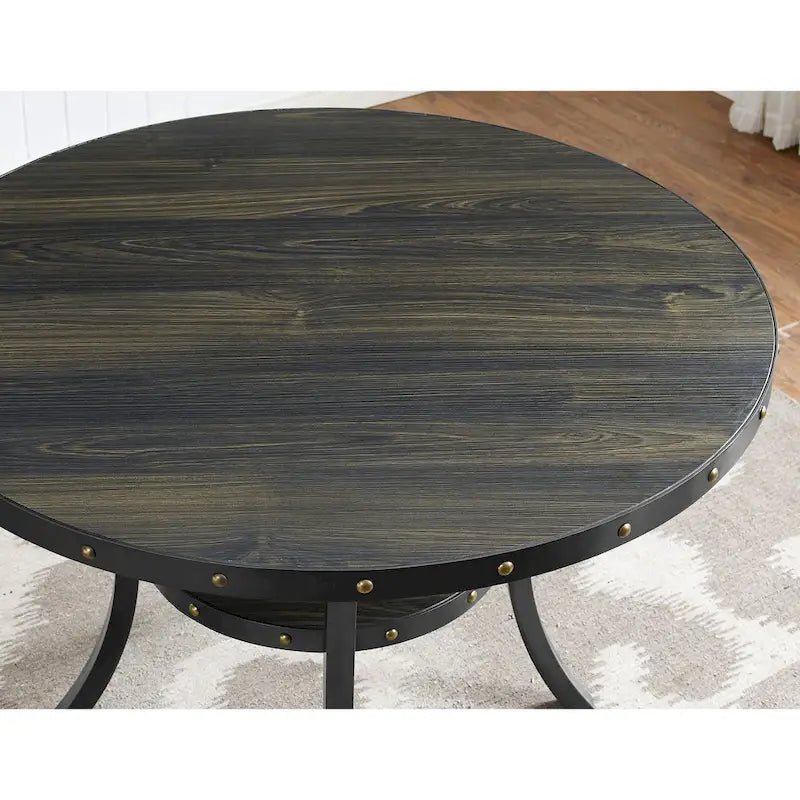 Table de salle à manger ronde brune de hauteur comptoir, 4 à 6 places