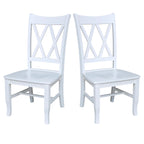Double X-Back Solid Wood Chairs - Set of Two