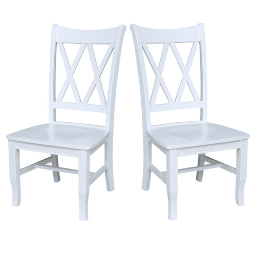Double X-Back Solid Wood Chairs - Set of Two