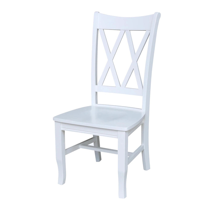 Chaises de salle à manger doubles à dossier en X en bois massif, vieilli, blanc/noir – Lot de 2