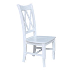 Chaises de salle à manger doubles à dossier en X en bois massif, vieilli, blanc/noir – Lot de 2