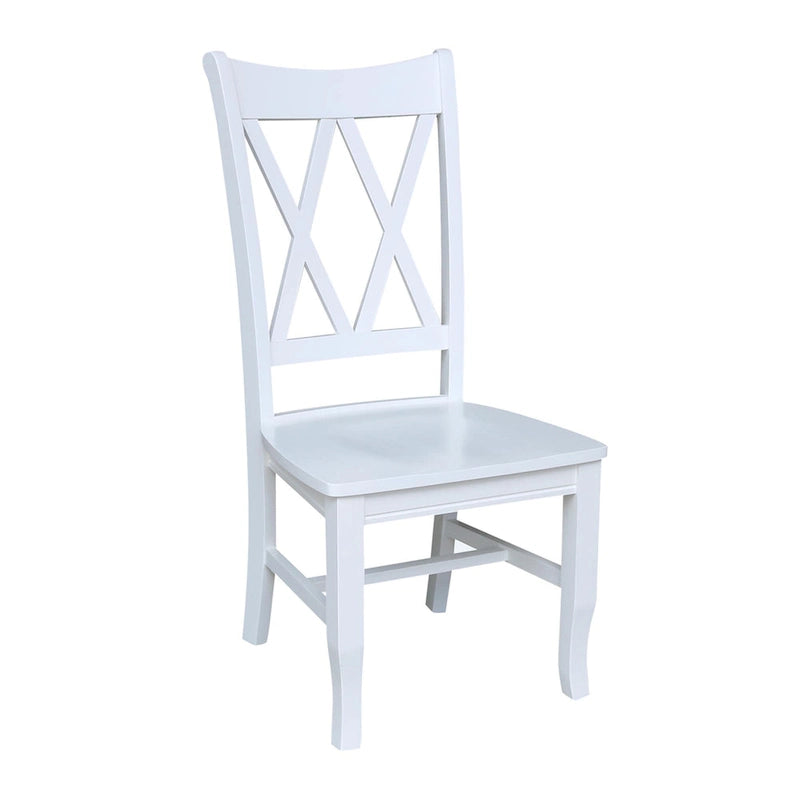 Chaises de salle à manger doubles à dossier en X en bois massif, vieilli, blanc/noir – Lot de 2