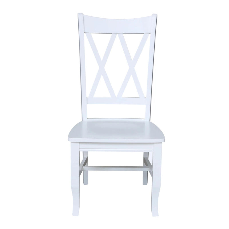 Chaises de salle à manger doubles à dossier en X en bois massif, vieilli, blanc/noir – Lot de 2