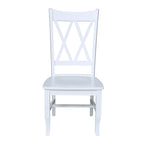 Chaises de salle à manger doubles à dossier en X en bois massif, vieilli, blanc/noir – Lot de 2