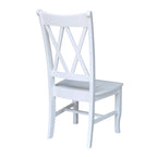 Chaises de salle à manger doubles à dossier en X en bois massif, vieilli, blanc/noir – Lot de 2