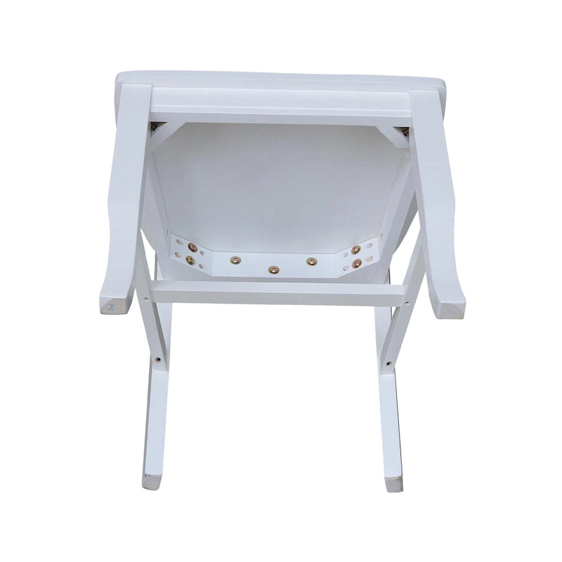Chaises de salle à manger doubles à dossier en X en bois massif, vieilli, blanc/noir – Lot de 2