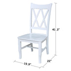 Chaises de salle à manger doubles à dossier en X en bois massif, vieilli, blanc/noir – Lot de 2