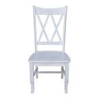 Chaises de salle à manger doubles à dossier en X en bois massif, vieilli, blanc/noir – Lot de 2