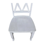 Chaises de salle à manger doubles à dossier en X en bois massif, vieilli, blanc/noir – Lot de 2