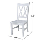 Chaises de salle à manger doubles à dossier en X en bois massif, vieilli, blanc/noir – Lot de 2