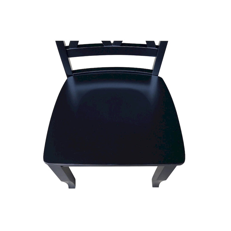 Chaises de salle à manger doubles à dossier en X en bois massif, vieilli, blanc/noir – Lot de 2