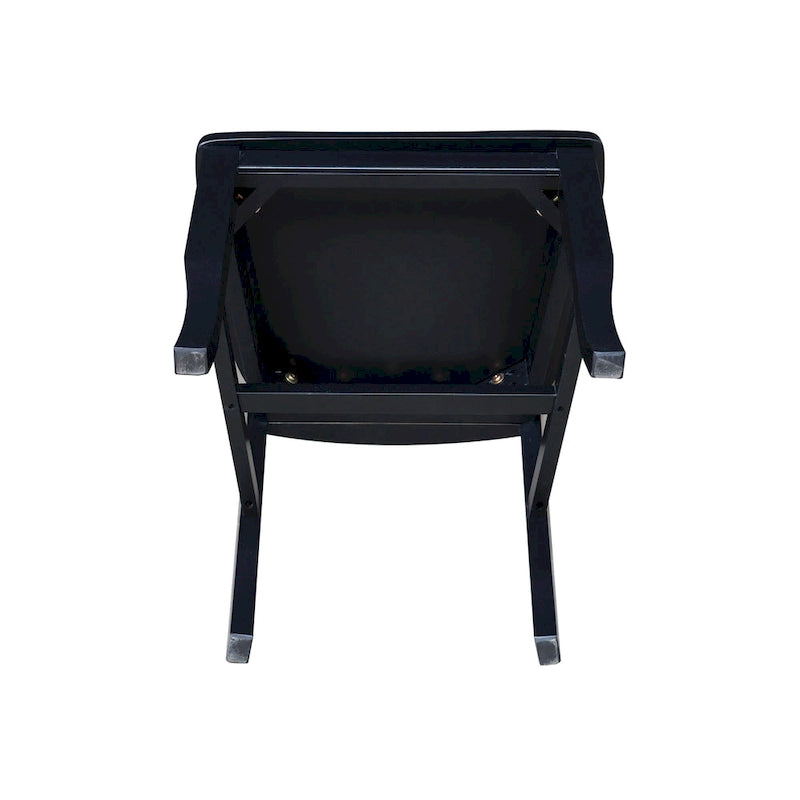 Chaises de salle à manger doubles à dossier en X en bois massif, vieilli, blanc/noir – Lot de 2