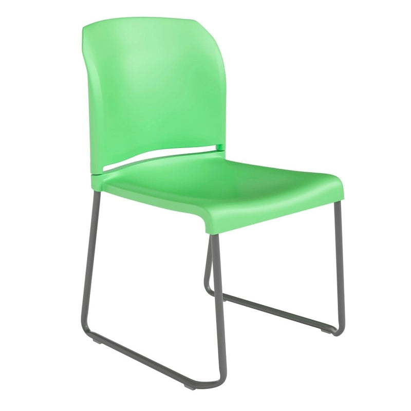 Chaise empilable en plastique multicolore à piètement luge, une place