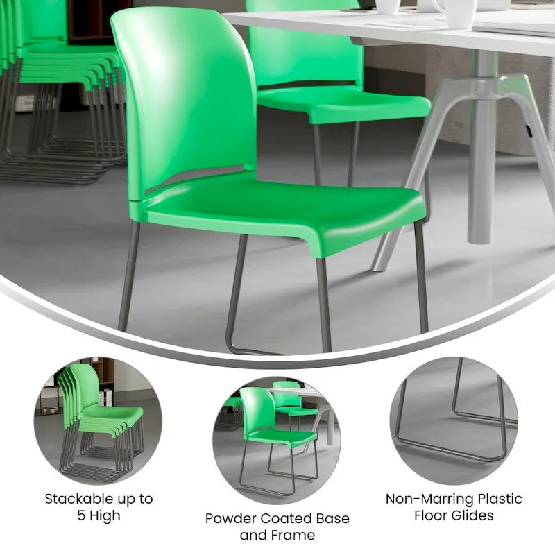 Chaise empilable en plastique multicolore à piètement luge, une place