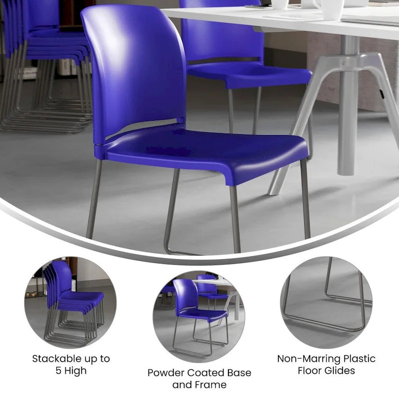 Chaise empilable en plastique multicolore à piètement luge, une place