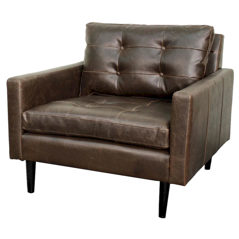 Fauteuil simple vintage marron foncé / gris