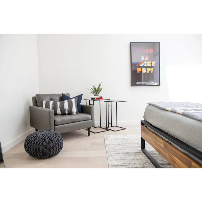 Fauteuil simple vintage marron foncé / gris