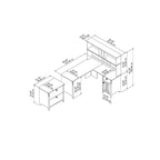 Suite de bureau en L blanc antique avec huche et classeur – 1 personne