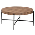 Table basse ronde industrielle noyer marron et noir