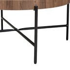 Table basse ronde industrielle noyer marron et noir