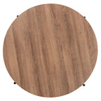 Table basse ronde industrielle noyer marron et noir