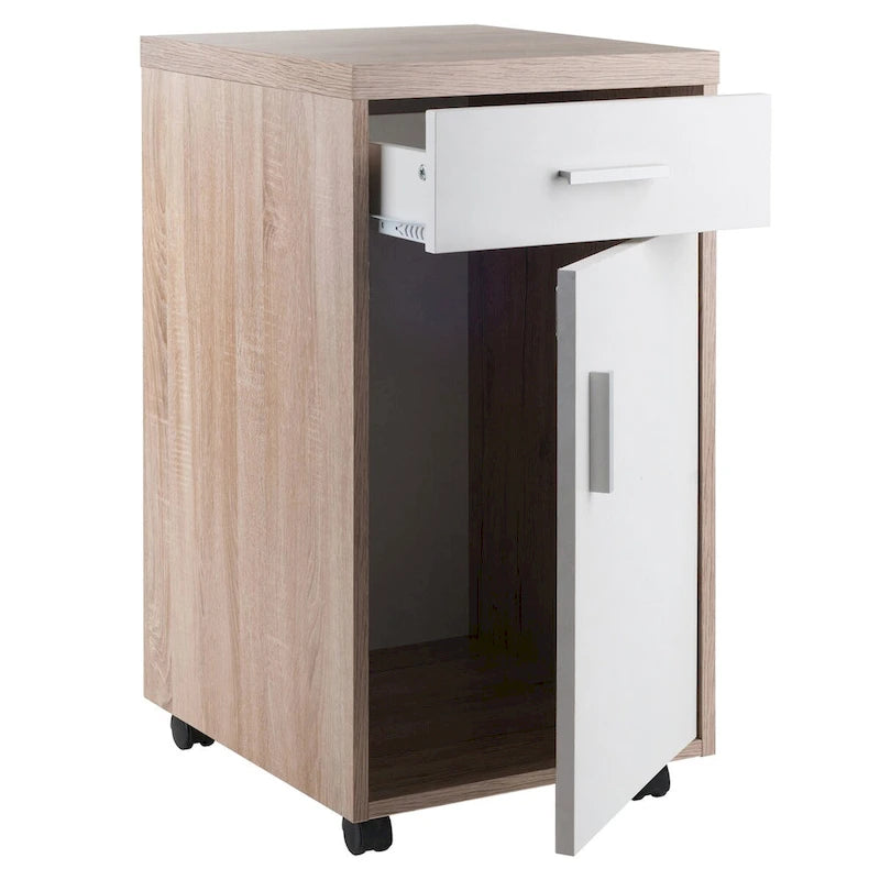 Meuble de rangement 1 tiroir en bois recyclé / blanc