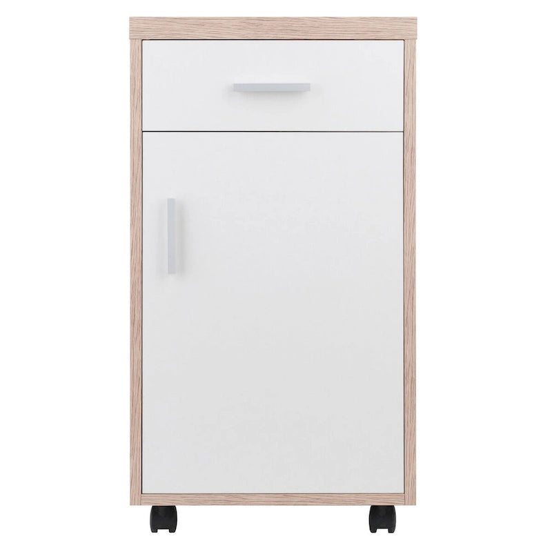 Meuble de rangement 1 tiroir en bois recyclé / blanc