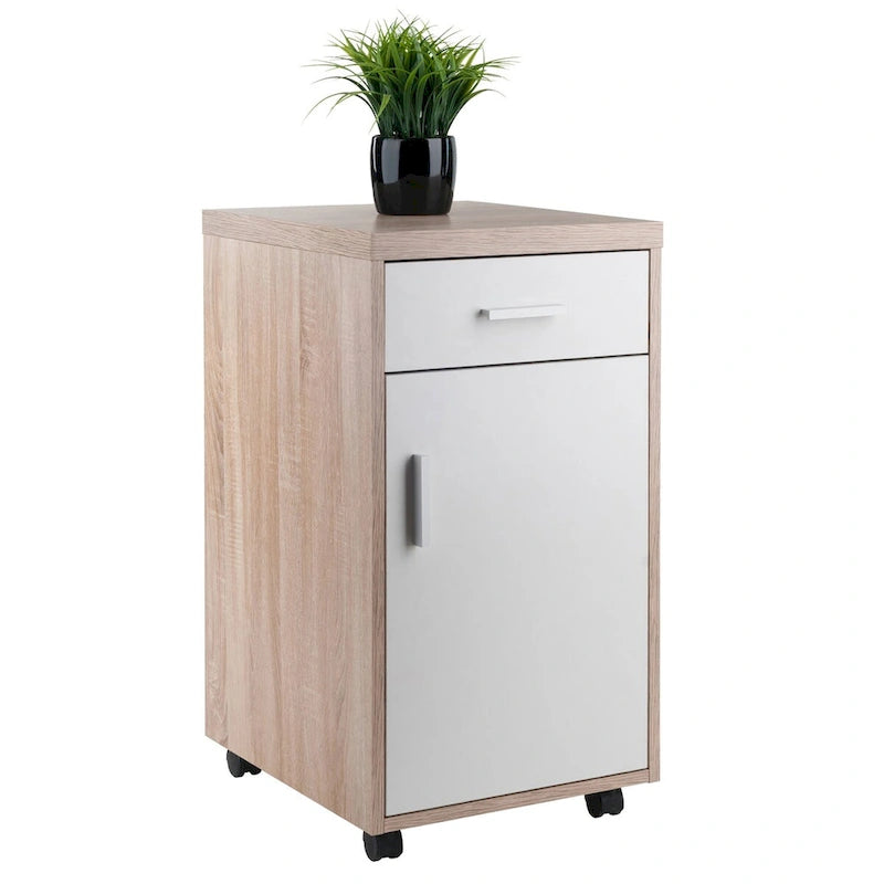 Meuble de rangement 1 tiroir en bois recyclé / blanc