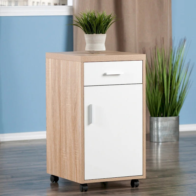 Meuble de rangement 1 tiroir en bois recyclé / blanc
