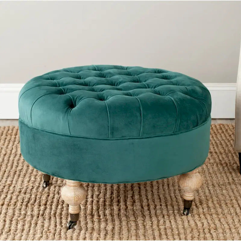 Pouf rond capitonné, 1 place — Champignon / Marine / Taupe / Granit