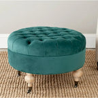 Pouf rond capitonné, 1 place — Champignon / Marine / Taupe / Granit