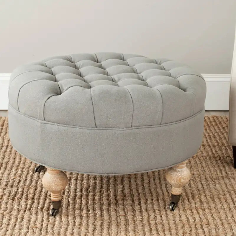 Pouf rond capitonné, 1 place — Champignon / Marine / Taupe / Granit