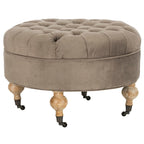 Pouf rond capitonné, 1 place — Champignon / Marine / Taupe / Granit