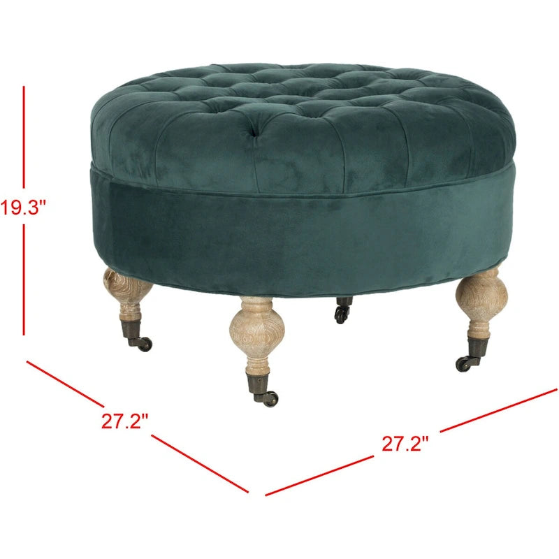 Pouf rond capitonné, 1 place — Champignon / Marine / Taupe / Granit