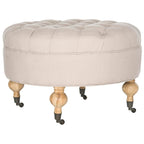 Pouf rond capitonné, 1 place — Champignon / Marine / Taupe / Granit