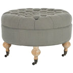 Pouf rond capitonné, 1 place — Champignon / Marine / Taupe / Granit