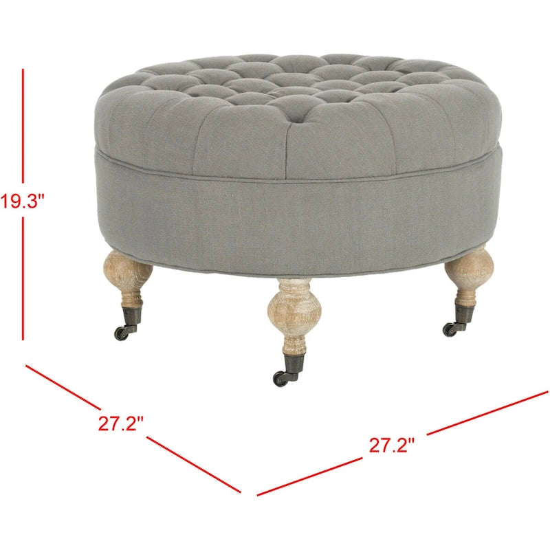 Pouf rond capitonné, 1 place — Champignon / Marine / Taupe / Granit