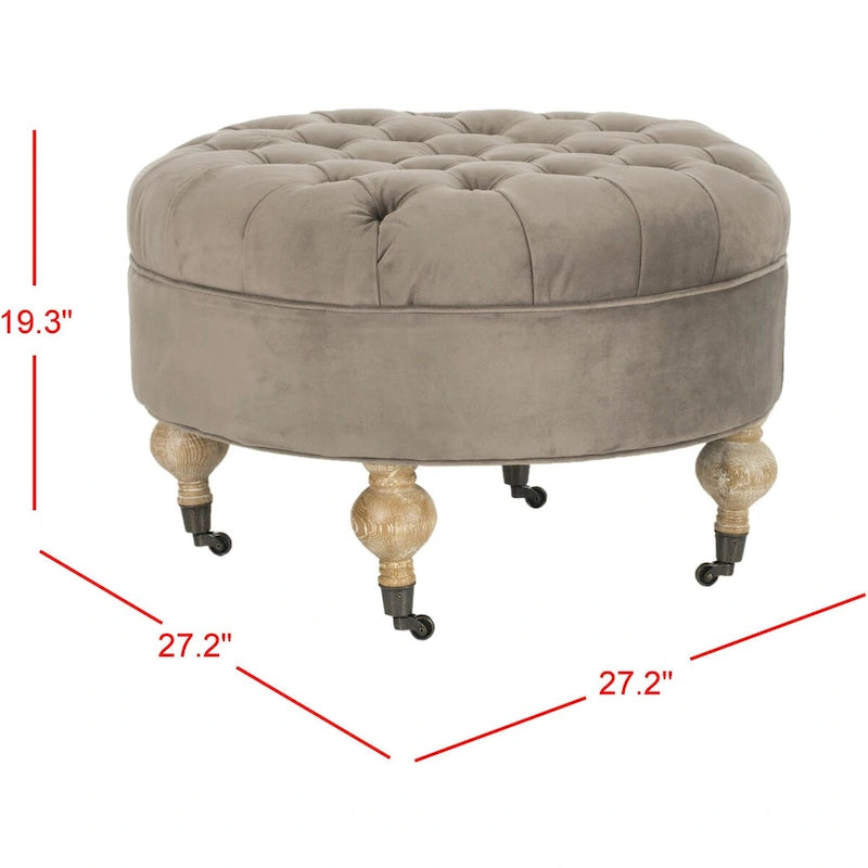 Pouf rond capitonné, 1 place — Champignon / Marine / Taupe / Granit