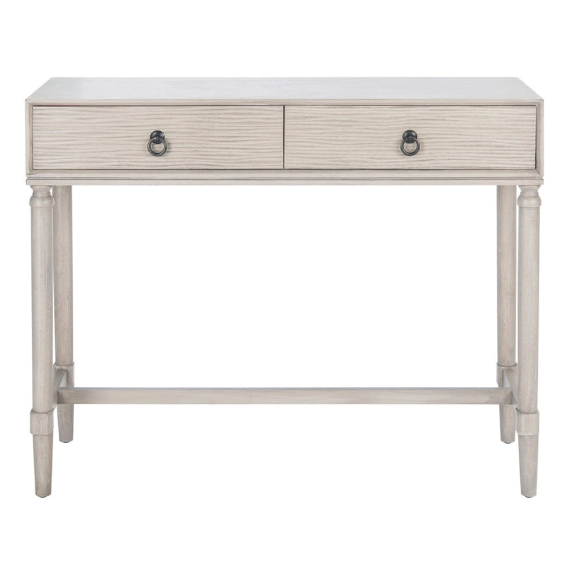 Console 2 tiroirs patinée Blanc / Gris / Greige / Noir, simple