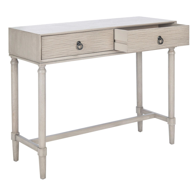 Console 2 tiroirs patinée Blanc / Gris / Greige / Noir, simple