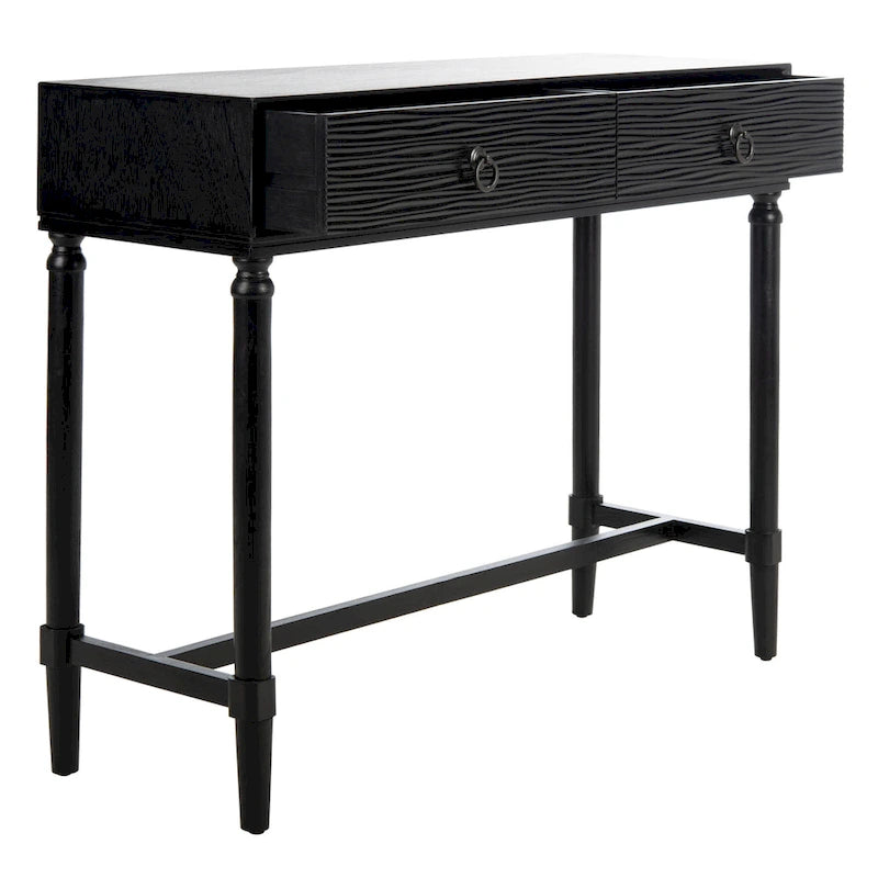 Console 2 tiroirs patinée Blanc / Gris / Greige / Noir, simple