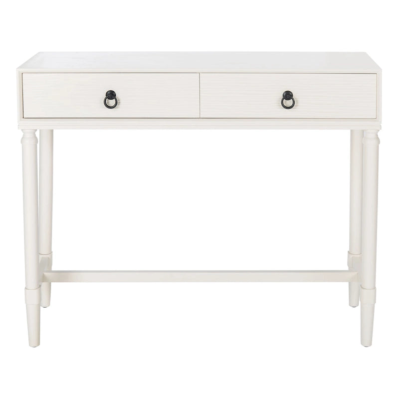 Console 2 tiroirs patinée Blanc / Gris / Greige / Noir, simple