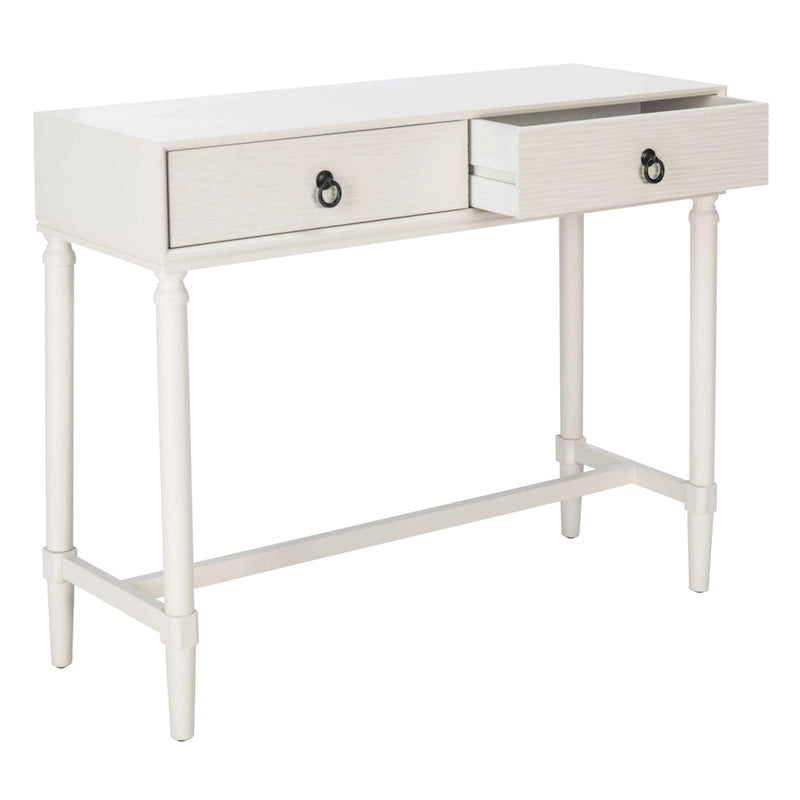 Console 2 tiroirs patinée Blanc / Gris / Greige / Noir, simple