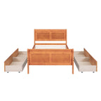 Lit plateforme jumeau en bois avec 4 tiroirs et tête de lit – Chêne / Espresso / Gris / Blanc, 1 personne